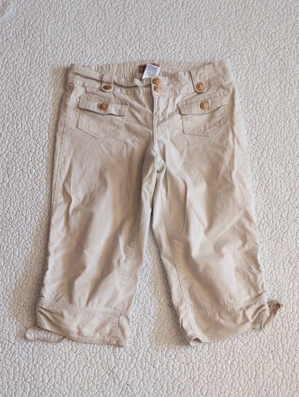 No Boundaries Y2K Cropped Capri Ruched Sides Cotton Blend Retro Summer Pants